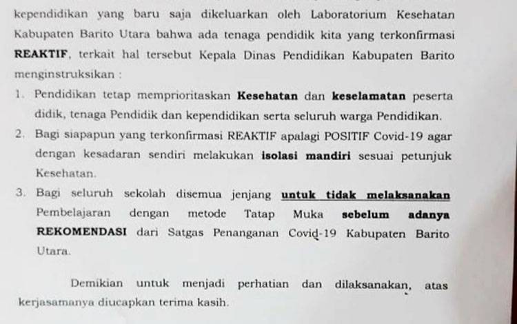 Pembelajaran Tatap Muka di Barito Utara Terancam Tidak Bisa Dilaksanakan