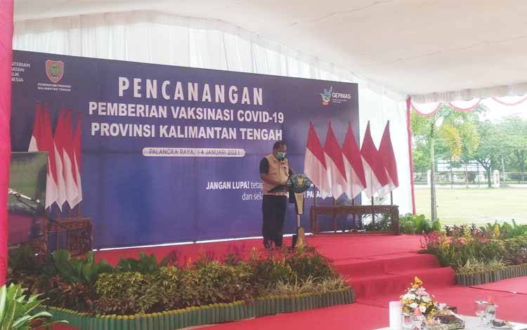 Kepala Dinas Kesehatan Kalteng, Suyuti Syamsul saat melaporkan kegiatan