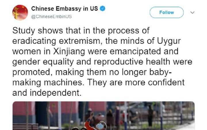 Twitter Kunci Akun Kedubes Cina di AS karena Twit soal Uighur