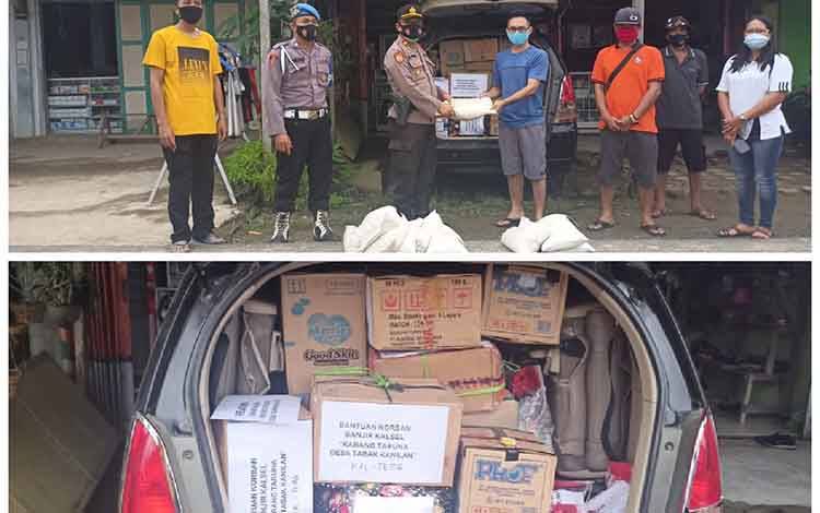 Polsek GBA Bersama Karang Taruna Kirim Bantuan Korban Banjir Kalsel
