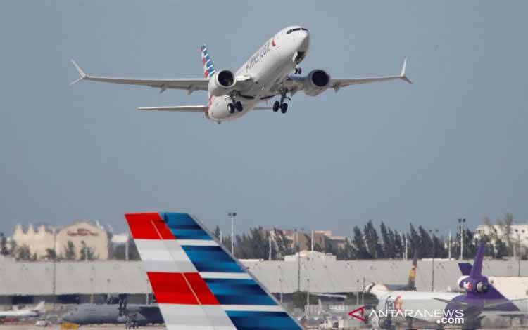 American Airlines nomor penerbangan 718, penerbangan komersial pertama Boeing 737 MAX sejak regulator mencabut larangan terbang selama 20 bulan pada bulan November, terbang dari Miami, Florida, Amerika Serikat, Selasa (29/12/2020)