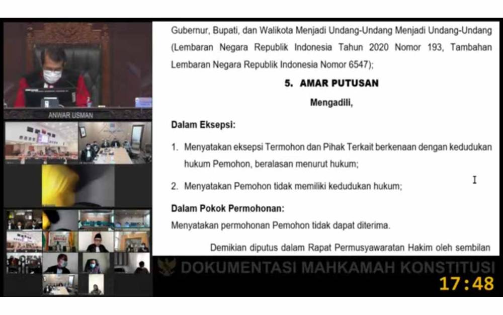 Tok! Mahkamah Konstitusi Tidak Terima Permohonan Rudini - Samsudin