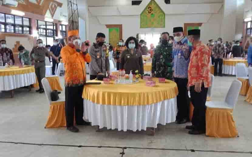 Wakil Bupati Barsel, bersama Ketua KPU Kalteng, Kapolres Barsel dan Dandim saat rakor evaluasi pendidikan pemilih, partisipasi masyarakat, dan SDM, Kamis, 4 Maret 2021.