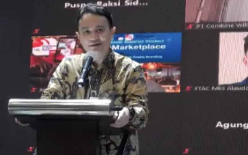 Wakil Menteri Perdagangan Jerry Sambuaga saat menghadiri Forum Strategi Pengembangan Ekspor Nasional yang ditayangkan virtual di Tangerang, Selasa. (foto : ANTARA/Zoom)
