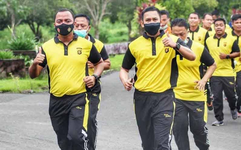 Kapolres Seruyan Pimpin Olahraga Bersama Seraya Pantau Penerapan Protokol Kesehatan