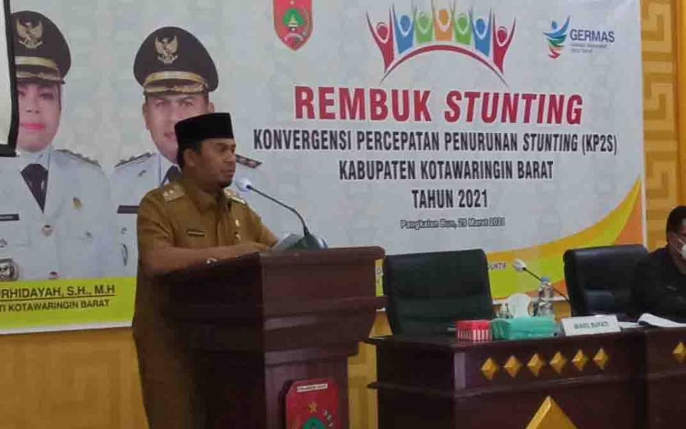 Foto : Wabup Kobar Ahmadu Riansyah dalam kegiatan Rambuk Stunting, Senin, 29 Maret 2021