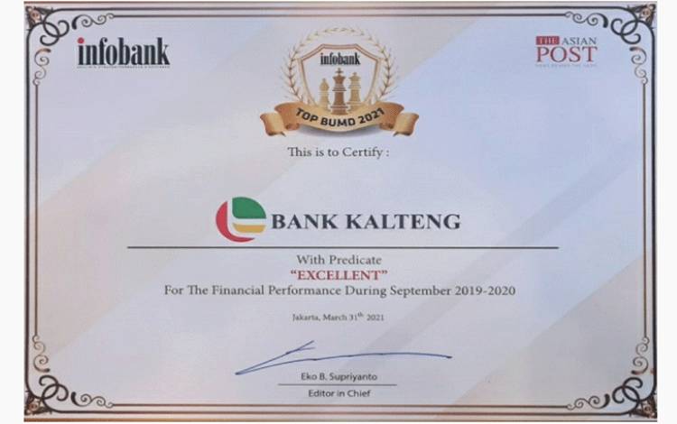 Bank Kalteng Kembali Torehkan Prestasi di Ajang Infobank Award 2021