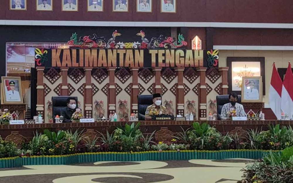 Rakor pencegahan korupsi di Aula Jayang Tingang, Senin, 5 April 2021.