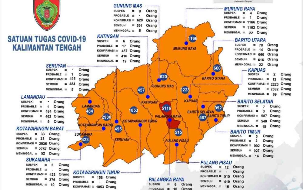 Palangka Raya Tertinggi Kasus Sembuh Covid-19 Kalteng