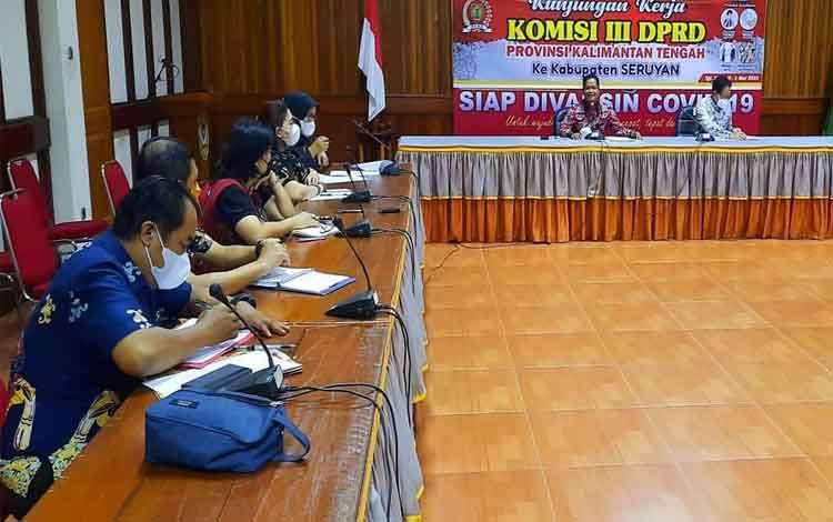 Monitoring Pelaksanaan Vaksinasi, Komisi III DPRD Kalteng Kunjungi Seruyan