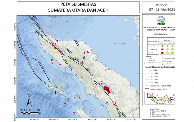 BMKG Catat Pekan Kedua Mei Terjadi 115 Gempa di Sumut-Aceh