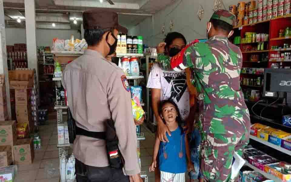 Optimalkan Posko PPKM Mikro, Koramil Kolam Gencar Lakukan Penegakan Prokes di Pertokoan