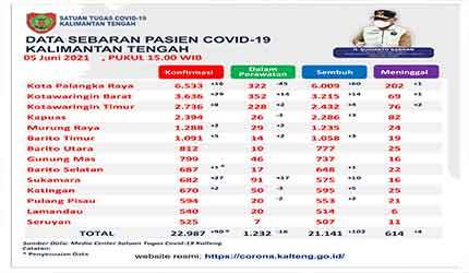 Update Sabtu, Sembuh Covid-19 Kalteng Bertambah 102 Orang