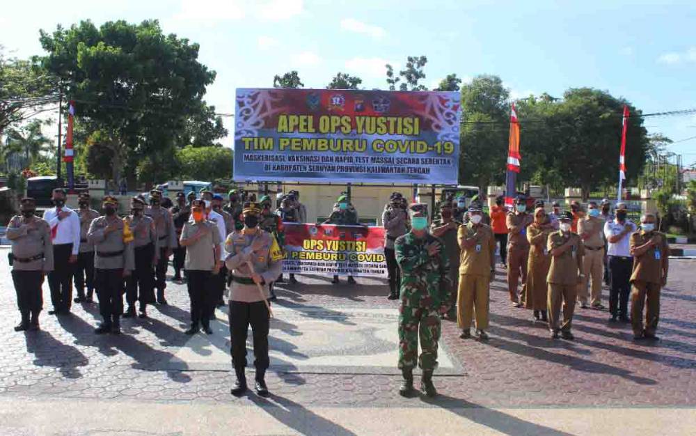 Polres Seruyan Gelar Apel Operasi Yustisi Tim Pemburu Covid-19