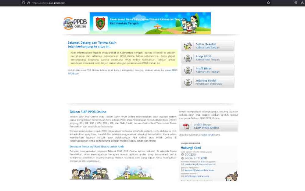 Laman pendaftaran online SMA/SMK Kalteng tahun ajaran 2021/2022