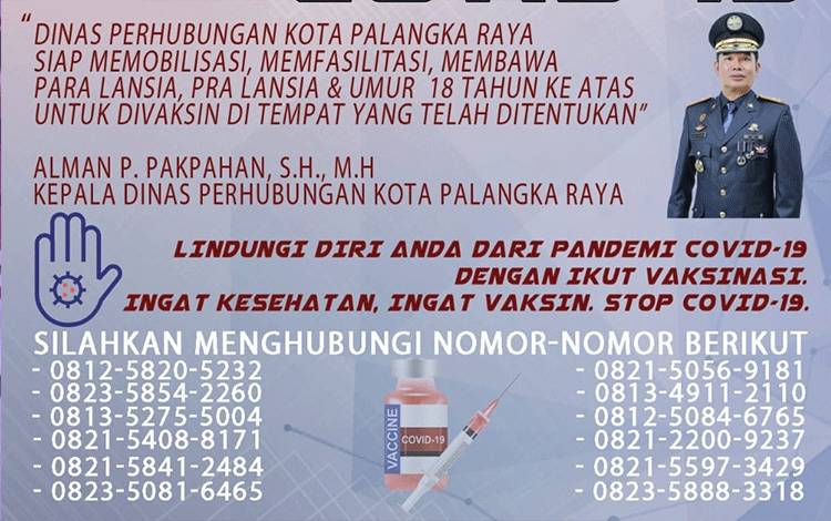Dishub Palangka Raya Sediakan Layanan Antar Jemput Vaksinasi Covid-19