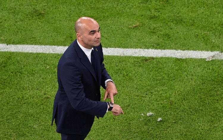 Pelatih Belgia yang asal Spanyol, Roberto Martinez, ketika pertandingan perempatfinal EURO 2020 melawan Spanyol di Allianz Arena di Muenchen pada 2 Juli 2021. ANTARA/AFP/STUART FRANKLIN.