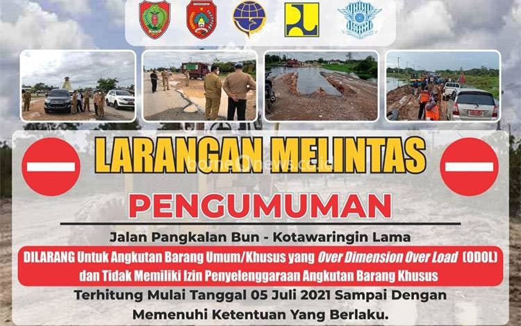 Angkutan Barang yang Over Load Dilarang Melintas Jalan Pangkalan Bun - Kotawaringin Lama
