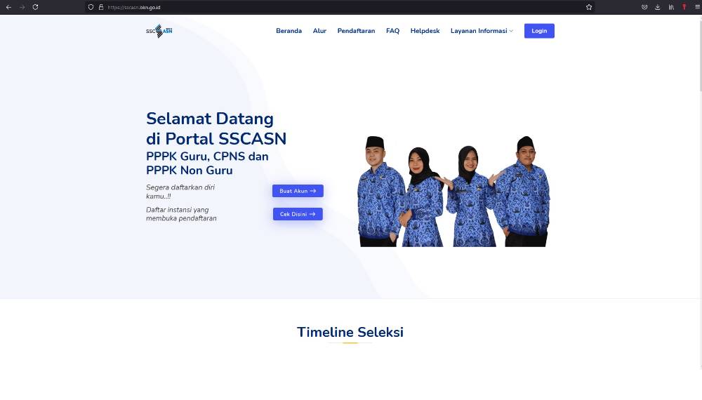 Portal pendaftaran CPNS di situs SSCN BKN