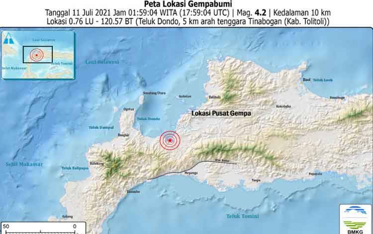 Gempa 4.2 Magnitudo Guncang Kabupaten Tolitoli