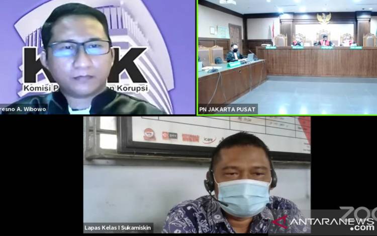 Suasana persidangan mantan Panitera Pengadilan Negeri Jakarta Utara Rohadi pada Rabu (14/7/2021)