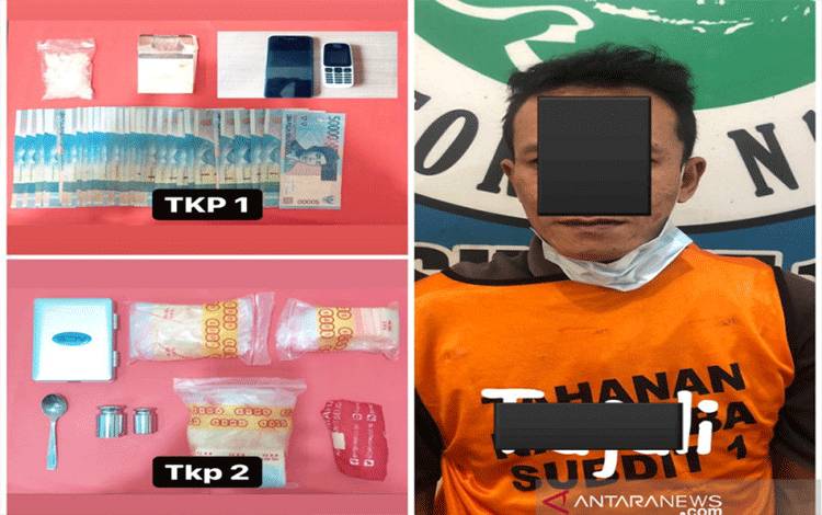 Tersangka TJ ditangkap dengan barang bukti 37,22 gram sabu-sabu. ANTARA/Firman