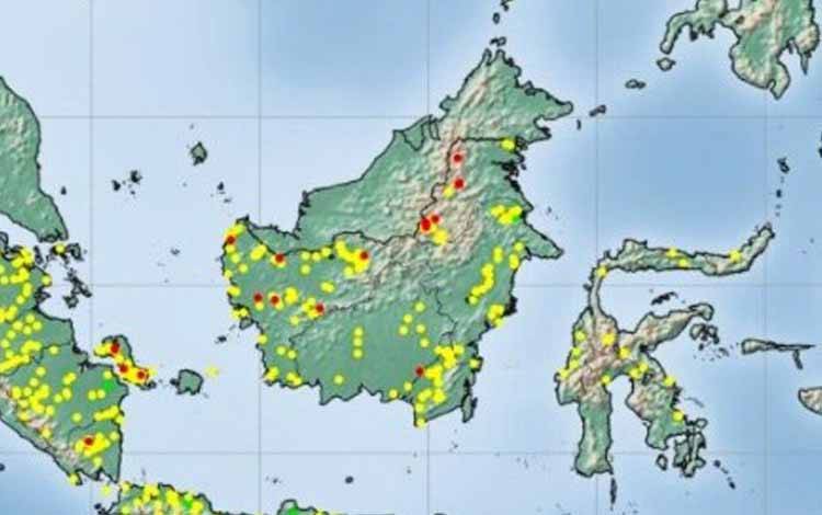 Grafis sebaran titik panas di seluruh Indonesia