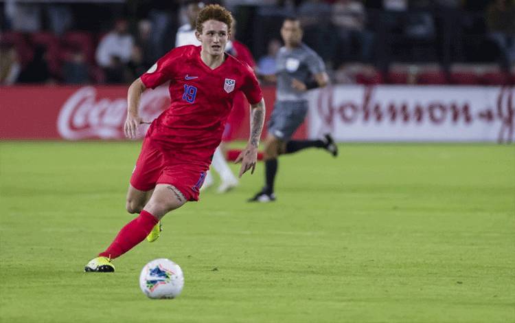 Josh Sargent dalam foto 11 Oktober 2019 ketika memperkuat Amerika Serikat melawan Kuba di Audi Field, Washington DC. (Getty Images via AFP/SCOTT TAETSCH)