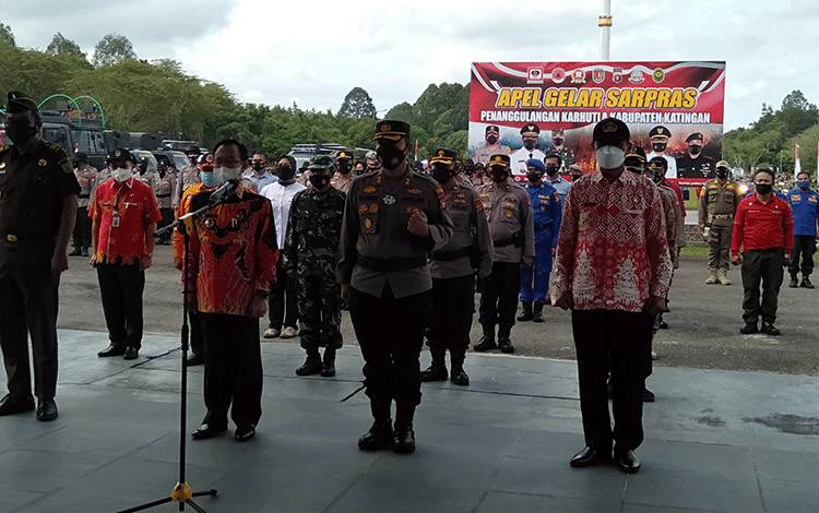 Pemkab Katingan Gelar Apel Kesiapan Sarana Prasarana Cegah Kebakaran Hutan dan Lahan