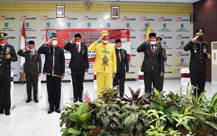 Pemkab Lamandau Ikuti Peringatan Detik-Detik Proklamasi HUT RI ke 76 Secara Virtual