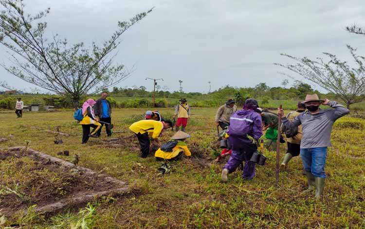 DLH Sukamara dan Anggota Pramuka Tanam 500 Bibit Tanaman Hias