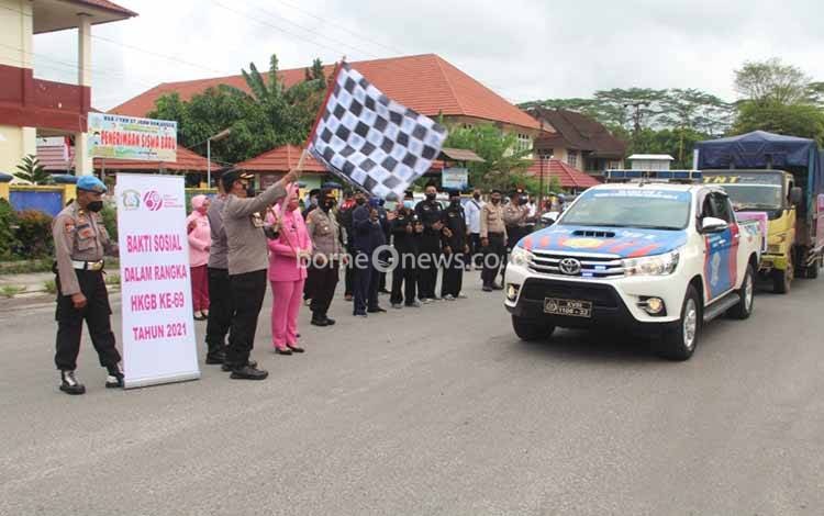 Giliran Polres Kotim Bersama Komunitas Kirim Bantuan Musibah Banjir