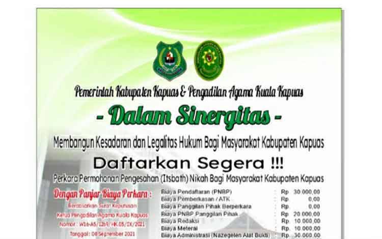 Pengadilan Agama Kuala Kapuas Buka Pendaftaran Sidang Isbath Nikah