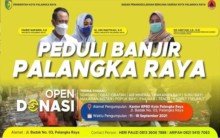Open donasi untuk korban banjir di Palangka Raya.