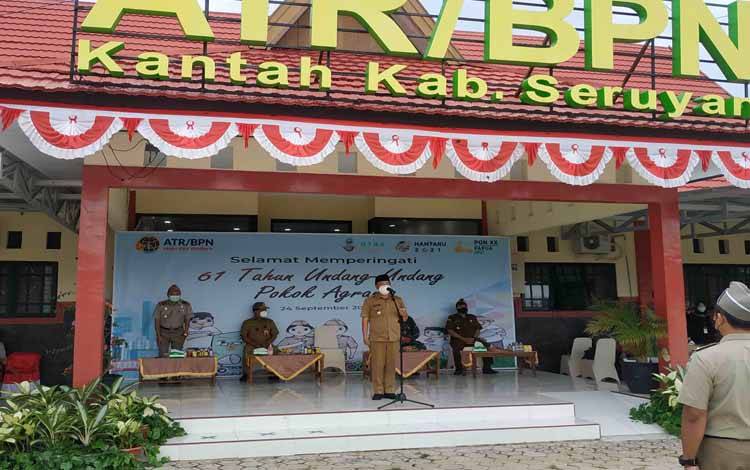 Bupati Seruyan Pembina Upacara Peringatan Hari Agraria dan Tata Ruang