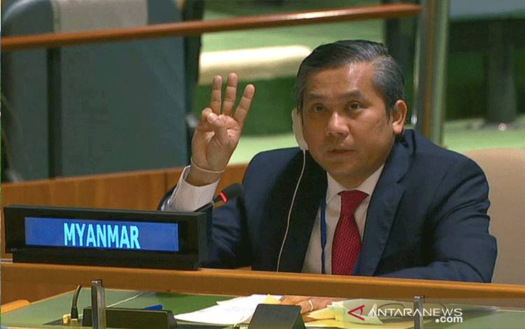 Arsip - Duta besar Myanmar untuk PBB Kyaw Moe Tun, Februari 2021. (ANTARA/Reuters)