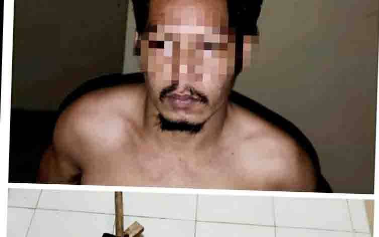 Pelaku pencurian dan kekerasan (Curat) dan barang bukti saat diamankan di Polres Barito Utara