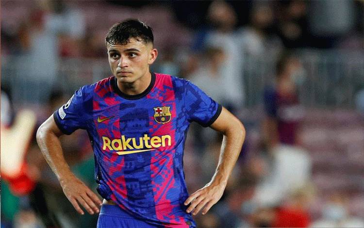 Gelandang Barcelona asal Spanyol, Pedri Gonzalez. ANTARA/REUTERS/ALBERT GEA