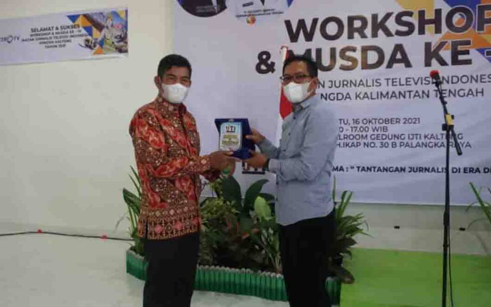 Plt Kepala Dinas Komunikasi, Informatika, Persandian dan Statistik (Kominfosantik) Kalteng Agus Siswadi saat menghadiri Musda IJTI, Sabtu, 16 Oktober 2021.