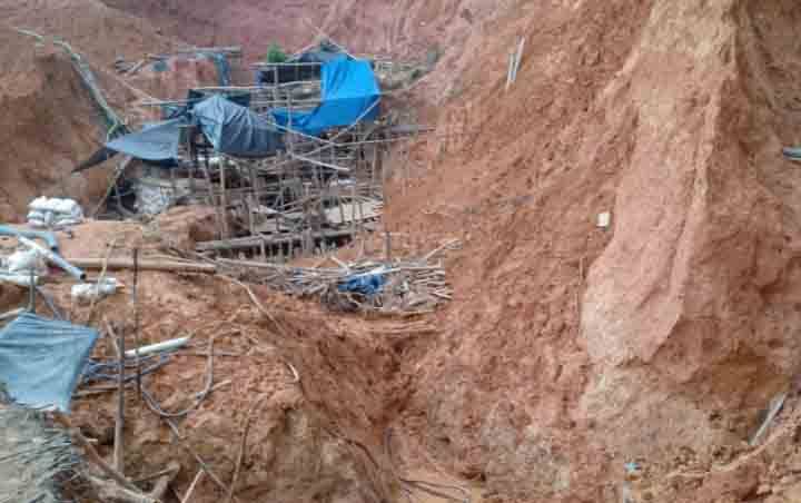 Lokasi areal tambang emas ilegal yang longsor hingga menewaskan 6 orang pekerjanya