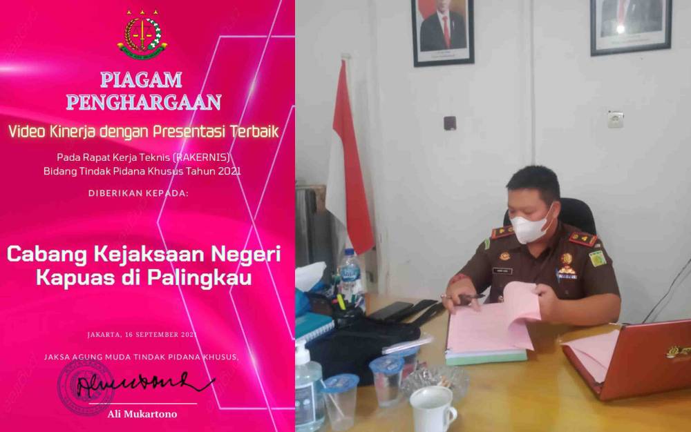 Cabjari Palingkau Dapat Penghargaan dari Jaksa Agung Muda Tipidsus