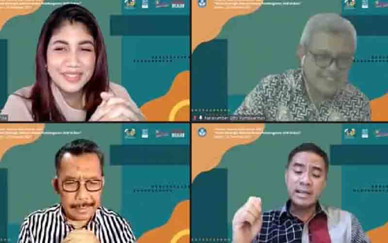 Tangkapan layar webinar road to DUDI Award 2021 "Peran Strategis Industri dalam Pembangunan SDM Vokasi" di Jakarta, Selasa (23/11/2021). (foto : ANTARA/Indriani)