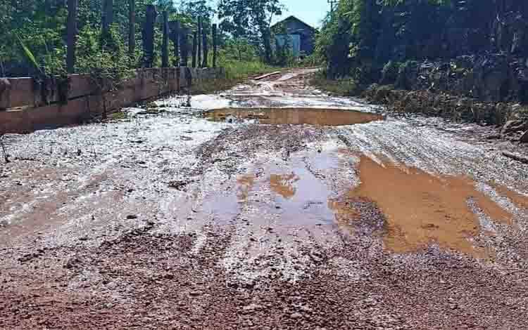 Warga Keluhkan Rusaknya Jalan Kotawaringin Hilir Tak Kunjung Diperbaiki