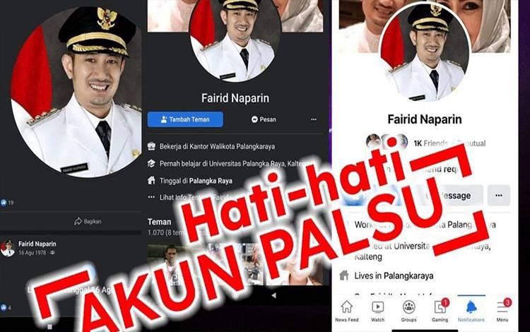 Waspada Penipuan Akun Palsu Catut Nama Wali Kota Palangka Raya