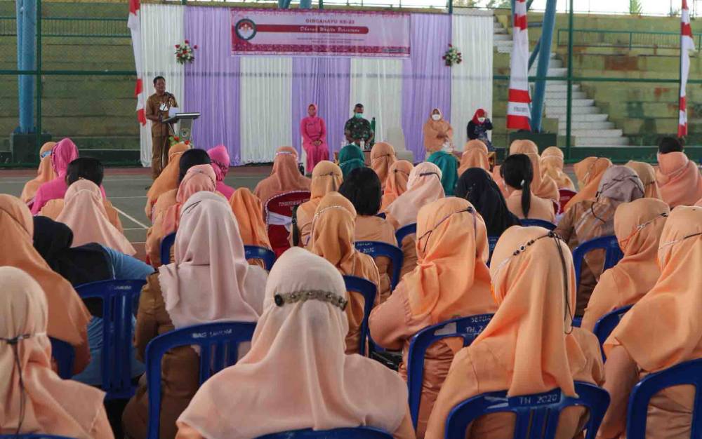 Sekda Seruyan Djainuddin Noor saat menyampaikan arahan pada peringatan HUT Ke-22 Dharma Wanita Persatuan