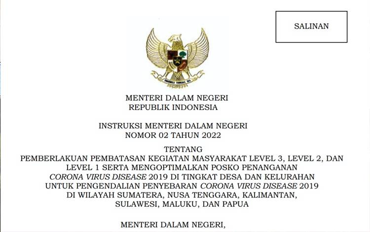 Kalteng Masih Terapkan PPKM Level 1 Sampai 3, Ini Rinciannya