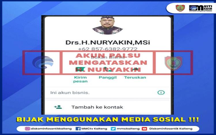 Hati-hati! Beredar Akun WA Palsu Pj Sekda Kalteng?