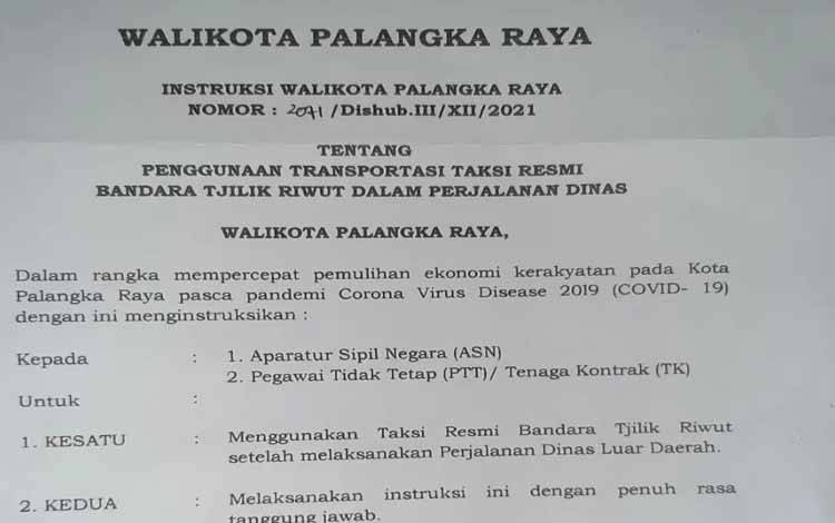 Pegawai Pemko Palangka Raya Diwajibkan Pakai Taksi Bandara