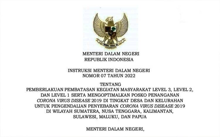 Ini Daftar Wilayah PPKM Level 1 dan 2 di Kalteng