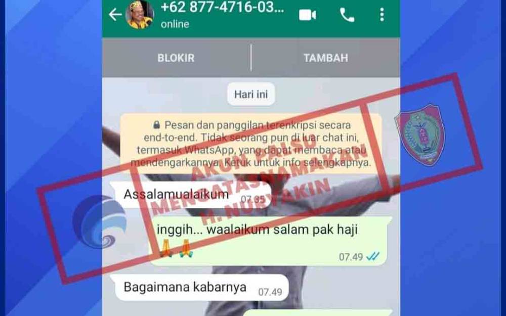 Hati-hati Penipuan Akun WA Palsu Pj Sekda Kalteng